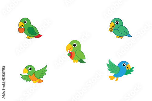 Parrot flat color bundle design 