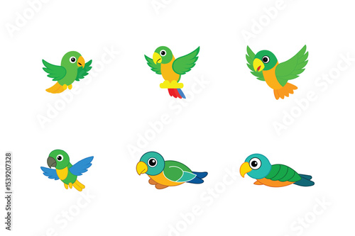 Parrot flat color bundle design 
