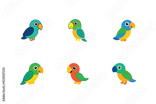 Parrot flat color bundle design 