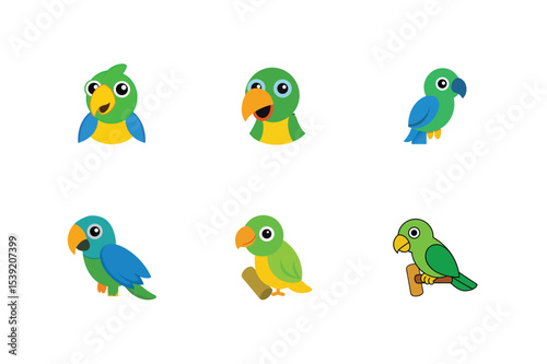 Parrot flat color bundle design 