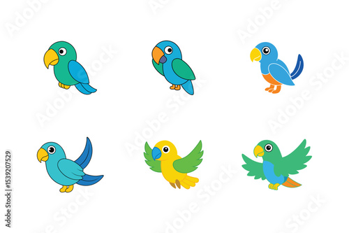 Parrot flat color bundle design 