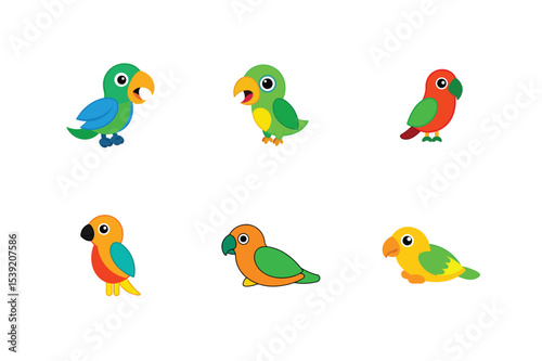 Parrot flat color bundle design 