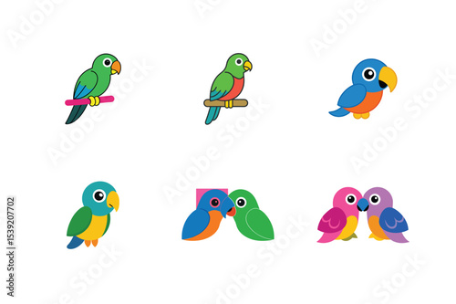 Parrot flat color bundle design 