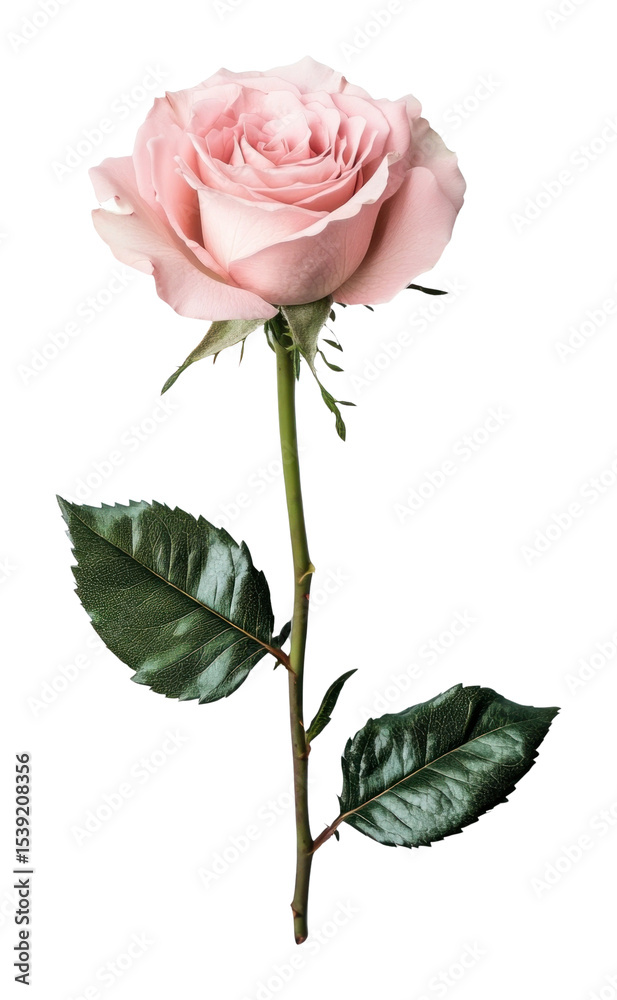 Fototapeta premium PNG A fresh pink rose flower background white stem.