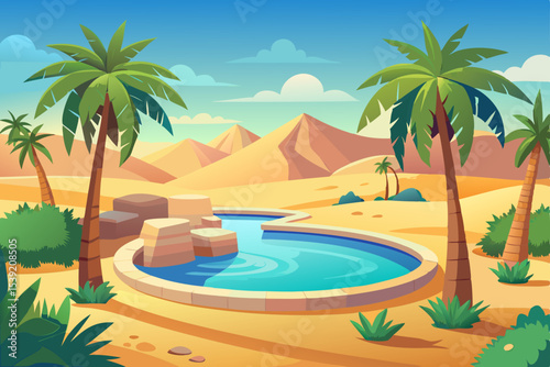 Tropical beach paradise with palm trees, a vibrant sea, and golden sand under a summer sky