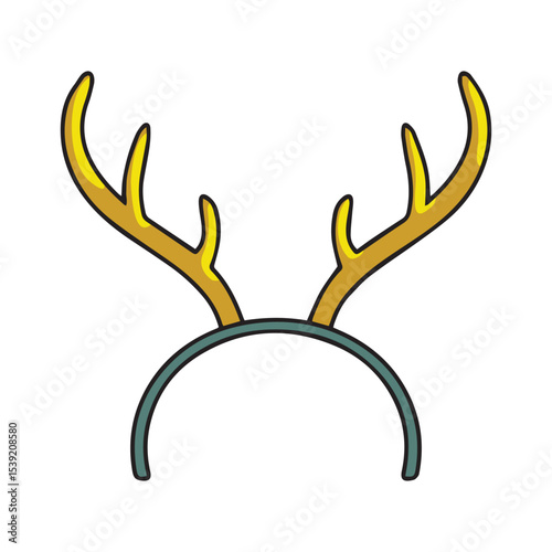 Deer antlers, deer horns attire head hoop. Rudolph costume for Christmas party. Isolated vector illustration.