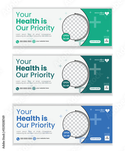 Facebook Medical Banner Template – Editable A4 EPS Healthcare Cover for Clinic, Hospital & Telemedicine Promotion
