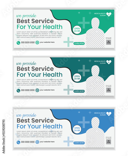 Facebook Medical Banner Template – Editable A4 EPS Healthcare Cover for Clinic, Hospital & Telemedicine Promotion