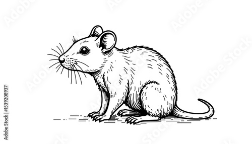 A detailed illustration of a mouse in a classic pen drawing style
