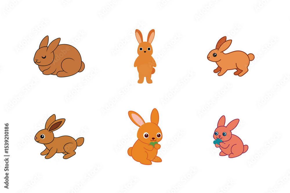 Naklejka premium Hare flat color different bundle design