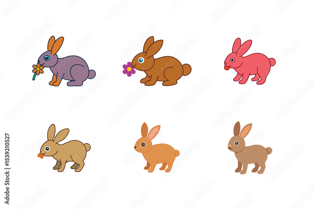 Obraz premium Hare flat color different bundle design