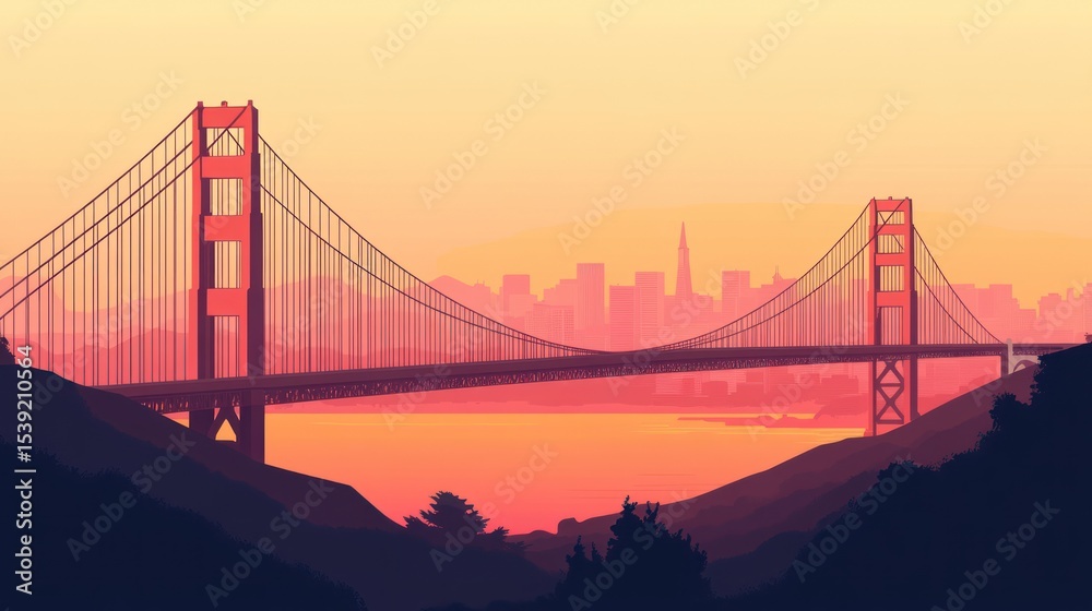 Fototapeta premium Golden Gate Bridge at sunset (2)