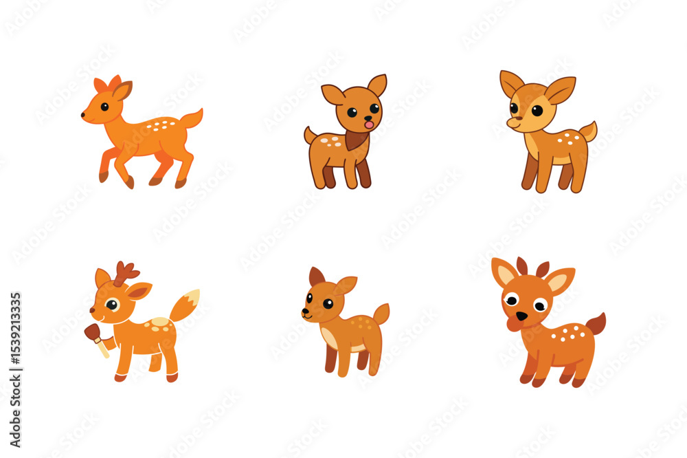 Fototapeta Different dear flat color bundle design