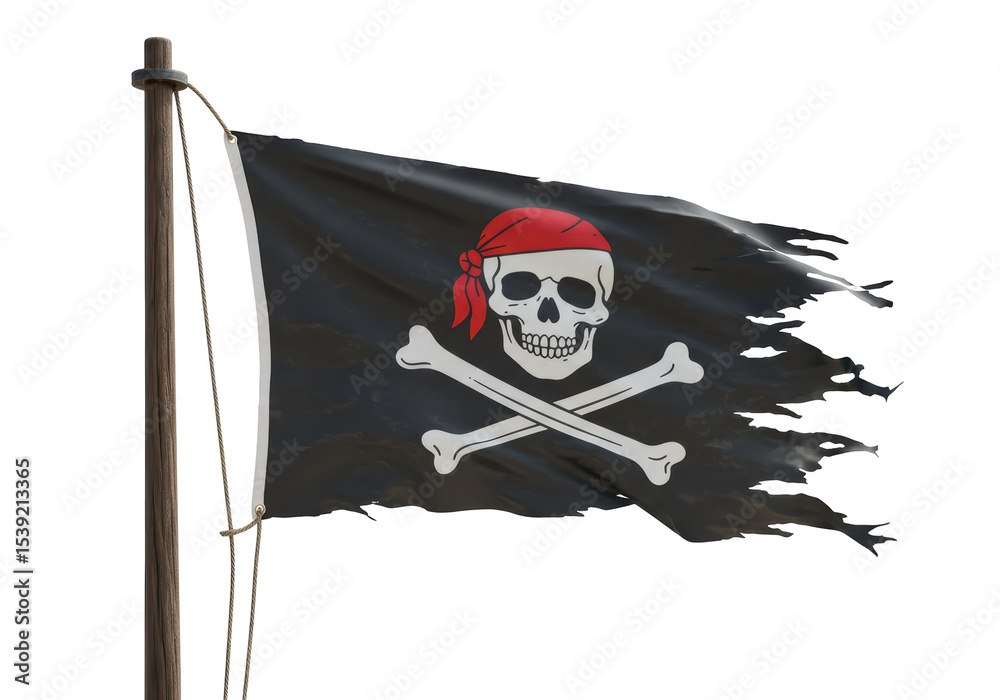 Naklejka premium Isolated Tattered Pirate Flag