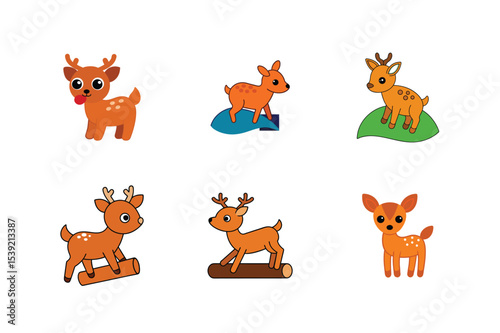 Different dear flat color bundle design