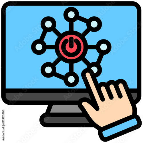 Activation mini illustration outline color icon, use for machine learning, education, technology industry, UI, UX kit, app and web development, digital or print.