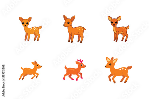 Different dear flat color bundle design