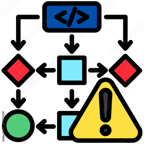 Anomaly mini illustration outline color icon, use for machine learning, education, technology industry, UI, UX kit, app and web development, digital or print.