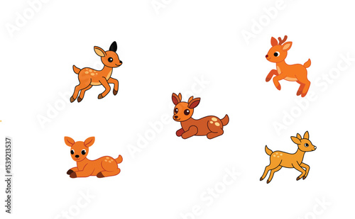 Different dear flat color bundle design