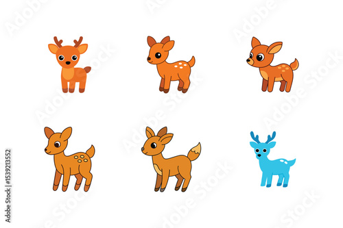 Different dear flat color bundle design