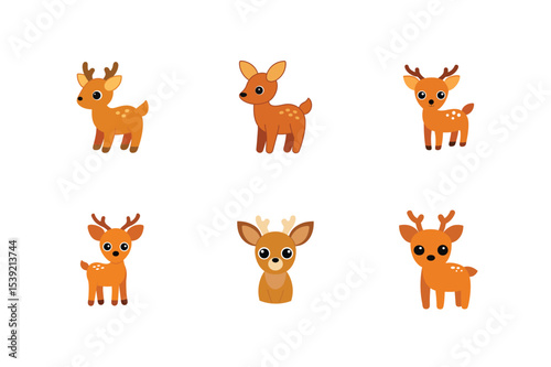 Different dear flat color bundle design