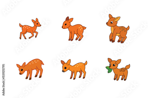 Different dear flat color bundle design