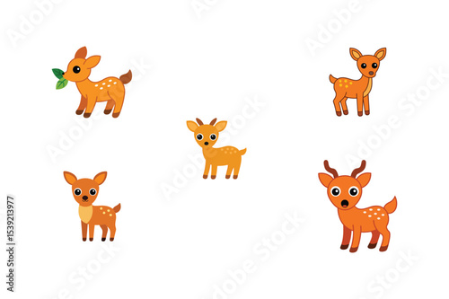 Different dear flat color bundle design