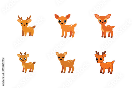 Different dear flat color bundle design