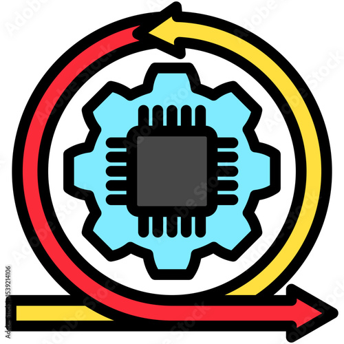 Iteration mini illustration outline color icon, use for machine learning, education, technology industry, UI, UX kit, app and web development, digital or print.