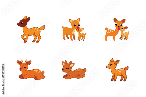 Different dear flat color bundle design