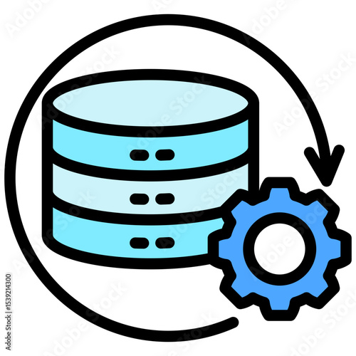 Preprocessing mini illustration outline color icon, use for machine learning, education, technology industry, UI, UX kit, app and web development, digital or print.