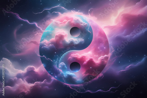 Yin Yang Planet Floating in a Cosmic Universe.