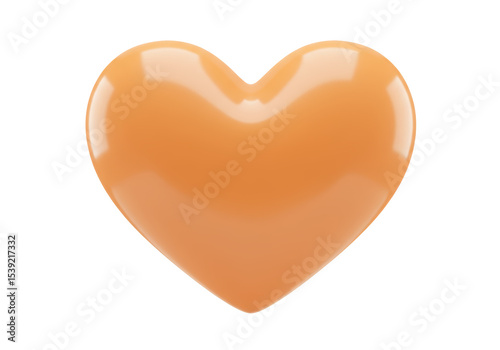 Fotografie Isolated Glossy Peach Colored Heart Shape