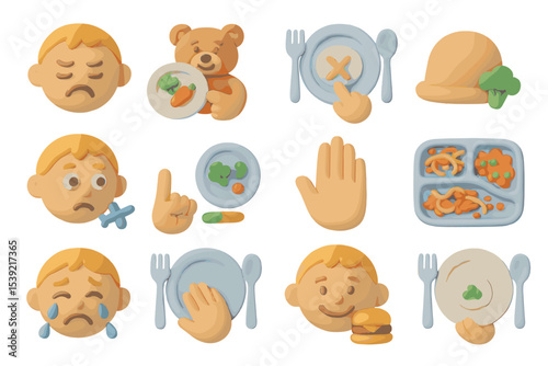 Claymation of child's mealtime emotions and food choices