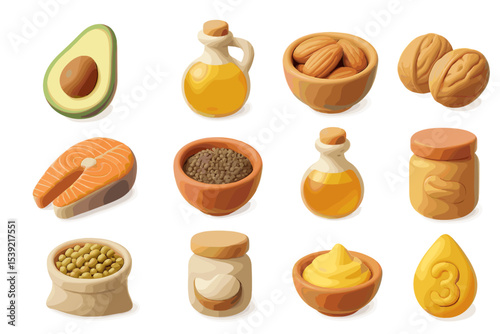 Healthy fats: avocado, nuts, seeds, oils, and omega-3 rich foods