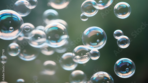 Wallpaper Mural A serene background featuring a mesmerizing pattern of transparent water air bubbles, each one glistening with subtle highlights, suspended in mid-air, creating a sense of weightlessness and tranquili Torontodigital.ca