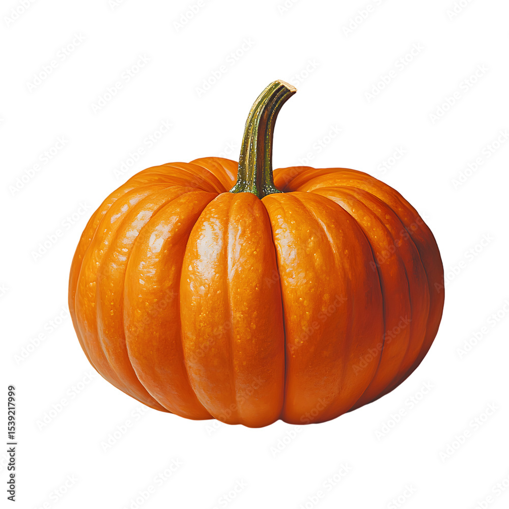 Obraz premium Vibrant Orange Pumpkin with Deep Grooves and Glossy Surface Captured in Studio Light