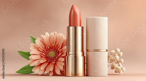 Lipstick with Flower and Container Still Life