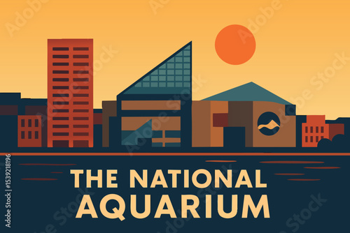 National Aquarium Sunset Over Baltimore?s Inner Harbor.eps