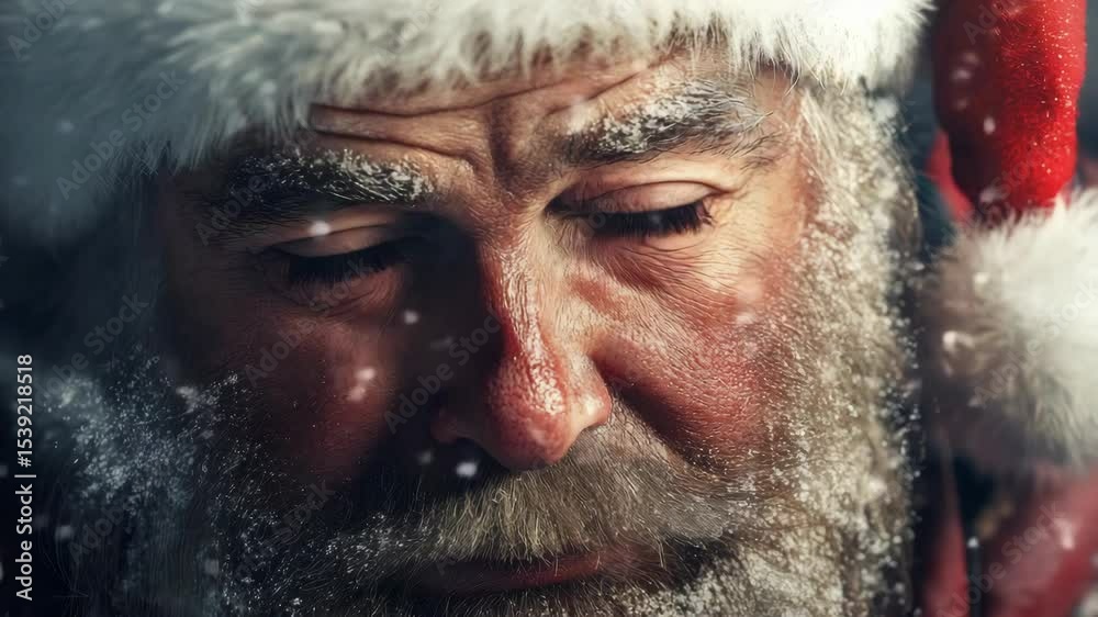 A man with a beard and a red hat with a white hat on his head. He has a serious look on his face