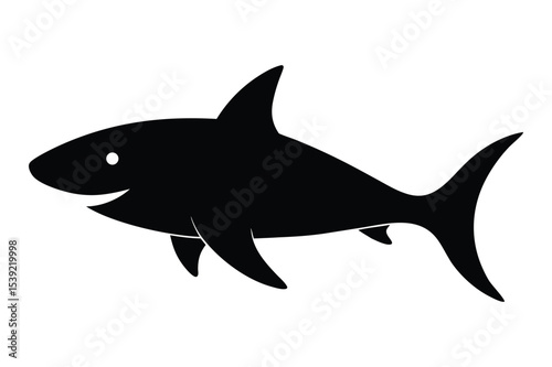 Silhouette of a shark swimming through deep ocean vector illustration.