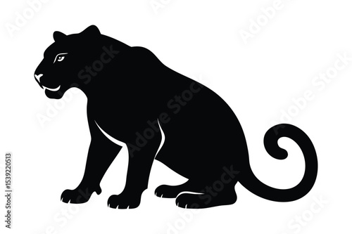 Silhouette of a tiger crouching in stealth mode vector illustration.