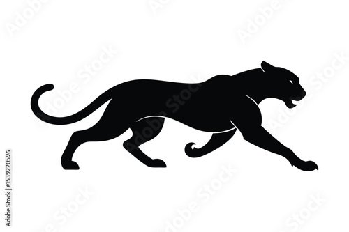 Silhouette of a tiger running at full speed vector illustration.