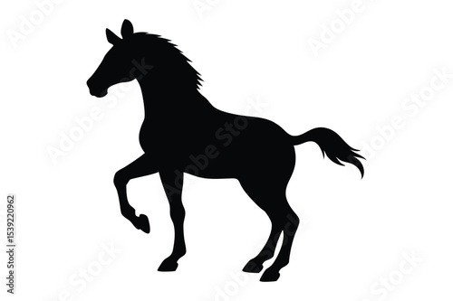 Silhouette of a zebra rearing up in wild motion vector illustration.