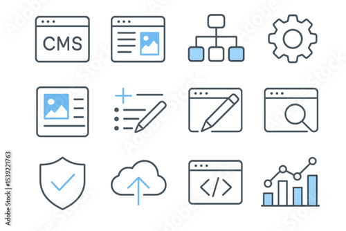 Futuristic blue user interface tools and icons on dark background