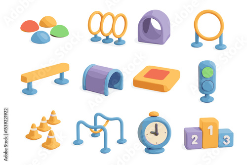 Colorful children's playground equipment 3d models for fun and learning