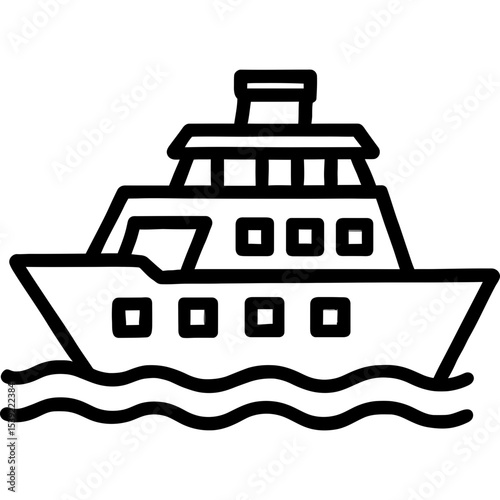 Ferry boat outline icon vector