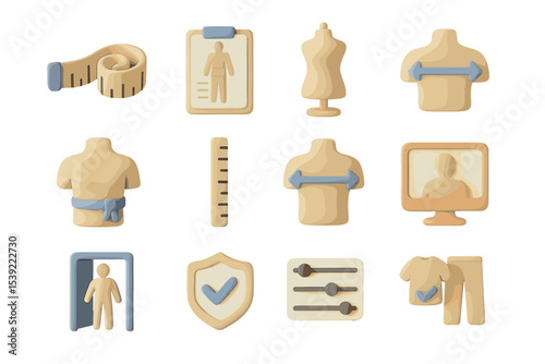 Clothing measurement icons for tailoring and fit adjustments