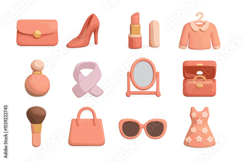 Stylish pink accessories and fashion items with elegant design