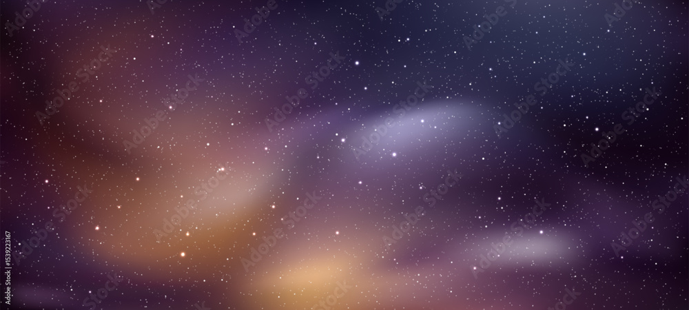 Fototapeta premium Dark blue and purple galaxy background with nebula and stars. Abstract outer space concept for poster.